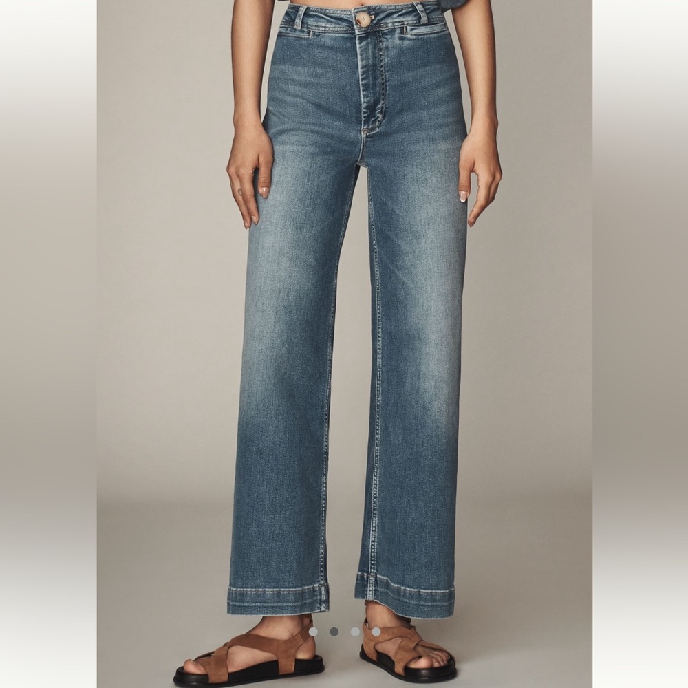 The Ettie High-Rise Full-Length Wide-Leg Jeans by Maeve